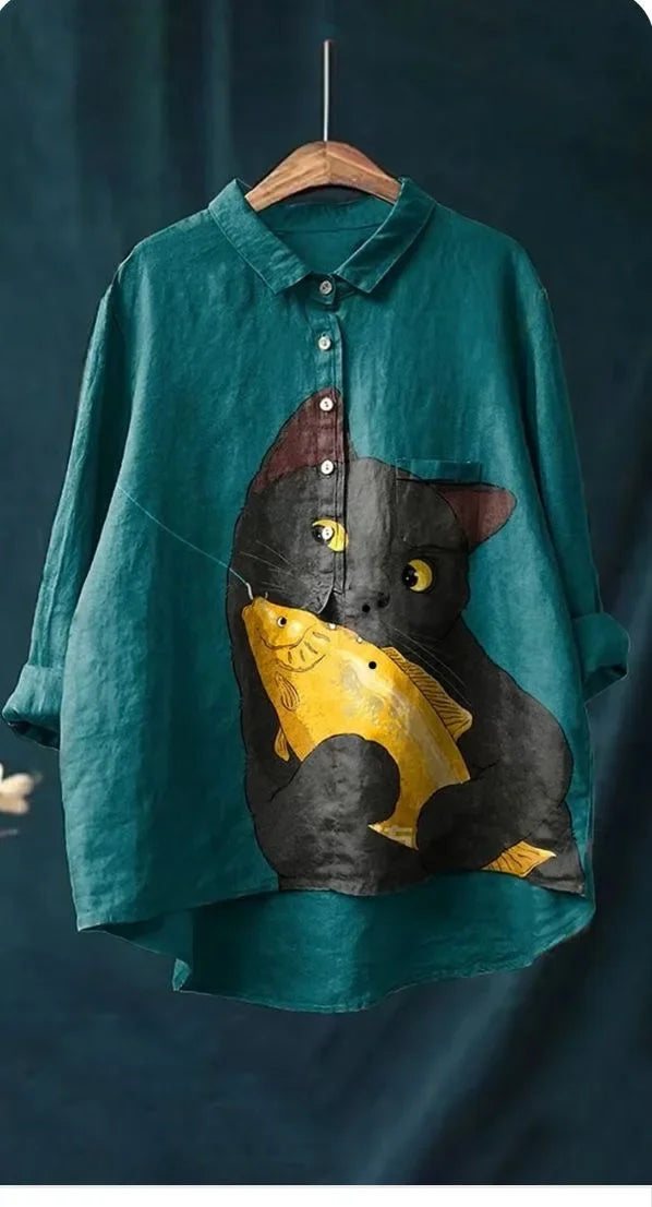 Uluru Graphic Shirt met kattenillustratie