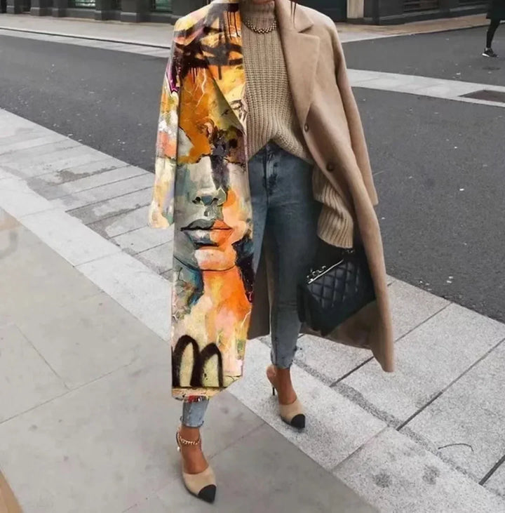 Luxe kunstzinnige lange jas