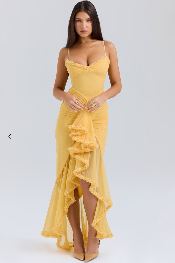 Geruite Partyjurk met Ruffles en Dovetail-zoom