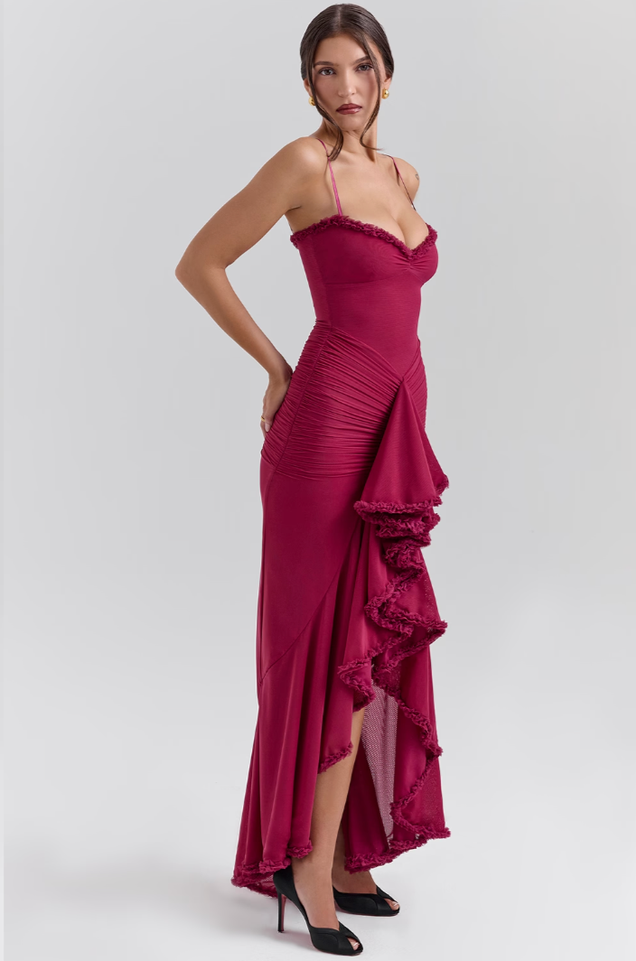 Geruite Partyjurk met Ruffles en Dovetail-zoom