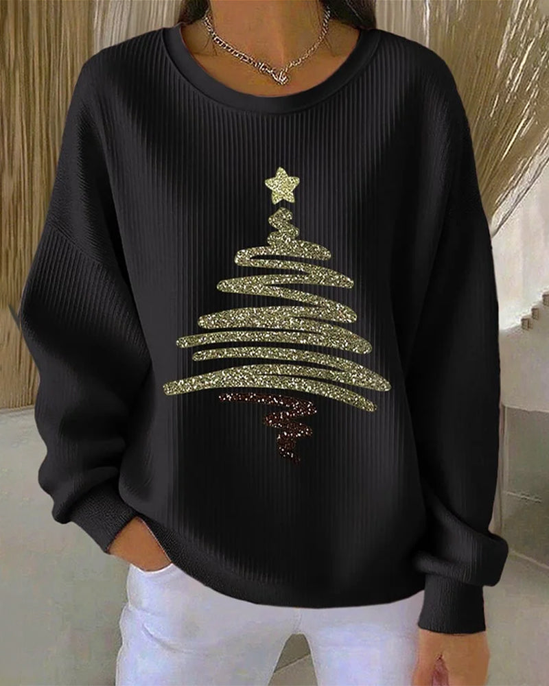 Losse sweatshirt met kerstprint en gestructureerd oppervlak