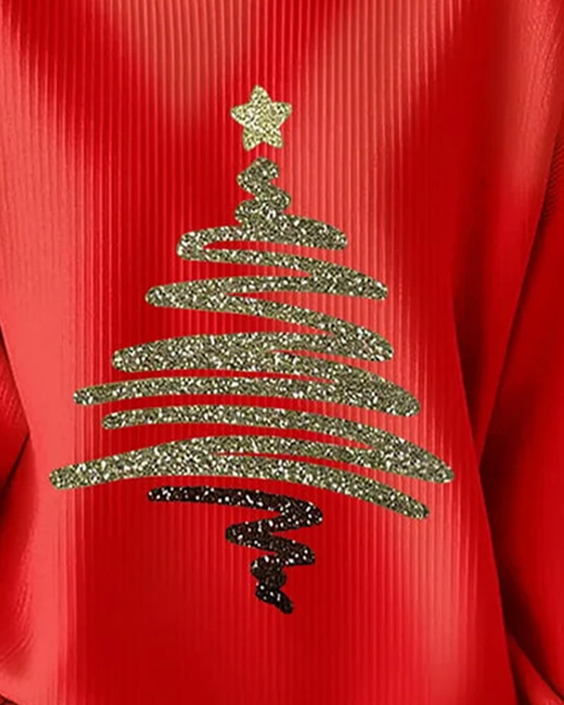 Losse sweatshirt met kerstprint en gestructureerd oppervlak