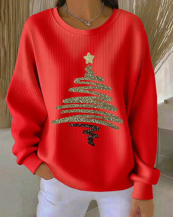 Losse sweatshirt met kerstprint en gestructureerd oppervlak
