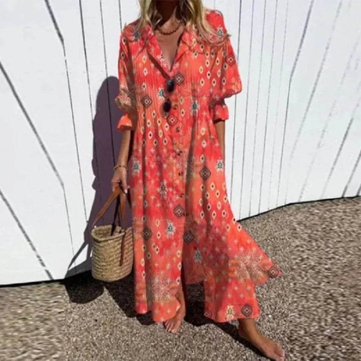 Boho Midi Dress met Floral Print