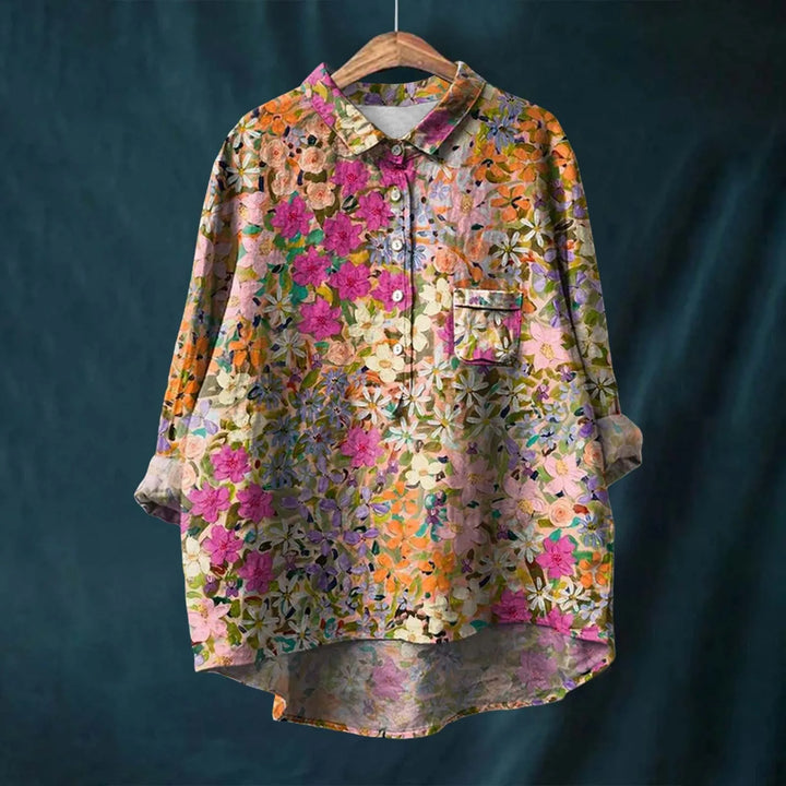 Elegante langarm bloemenblouse