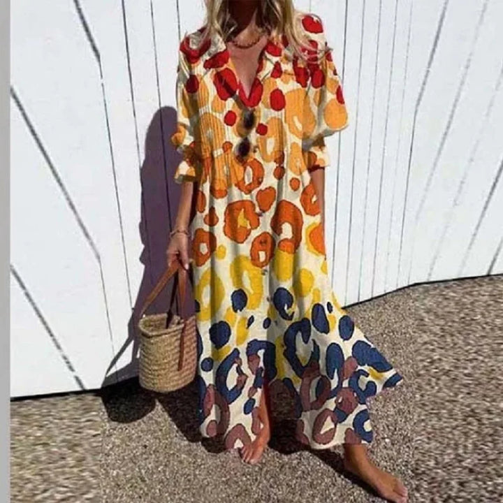 Boho Midi Dress met Floral Print