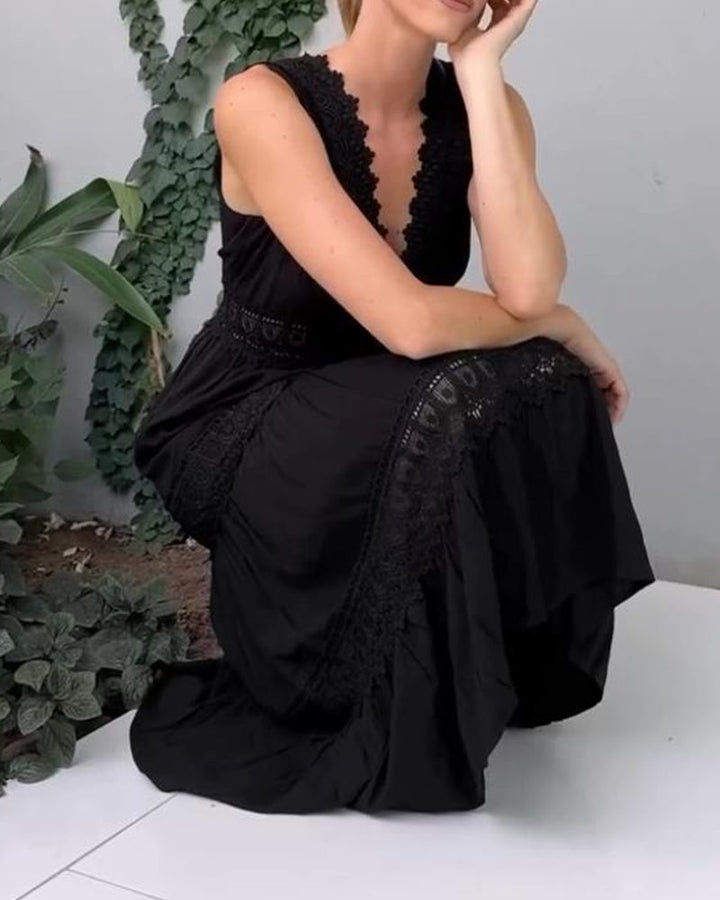 Elegante kanten jurk met V-hals