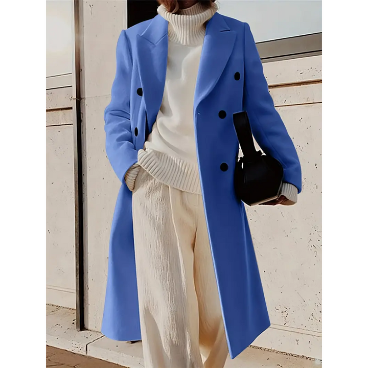 Dubbelrijige lange trenchcoat voor dames
