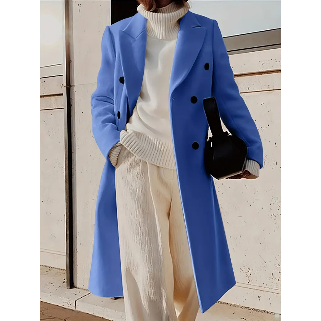 Dubbelrijige lange trenchcoat voor dames