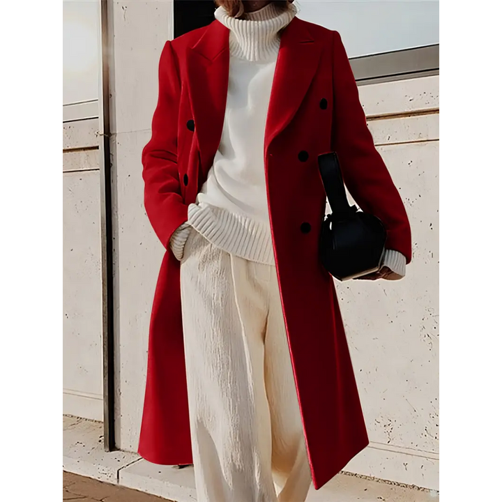 Dubbelrijige lange trenchcoat voor dames