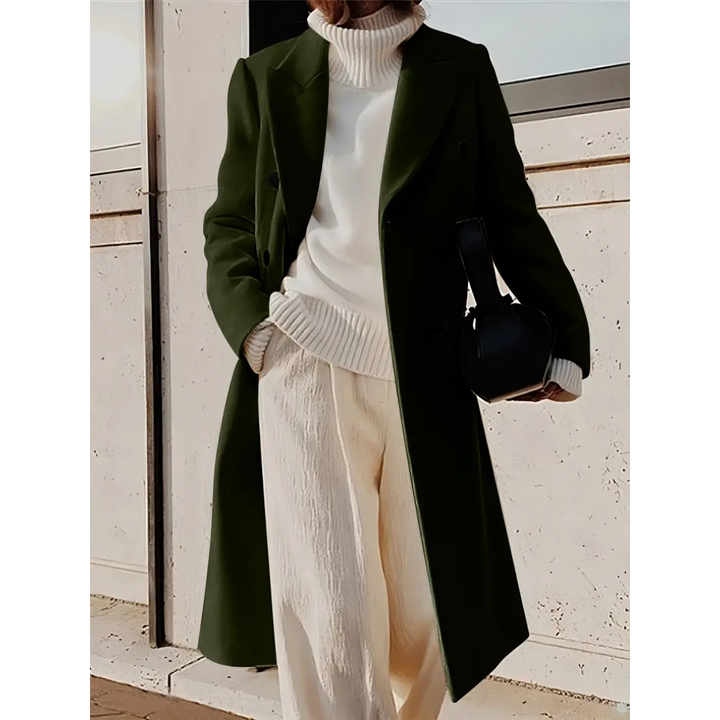 Dubbelrijige lange trenchcoat voor dames