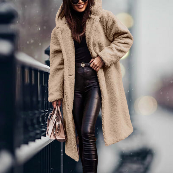 Lange winterjas met capuchon voor dames