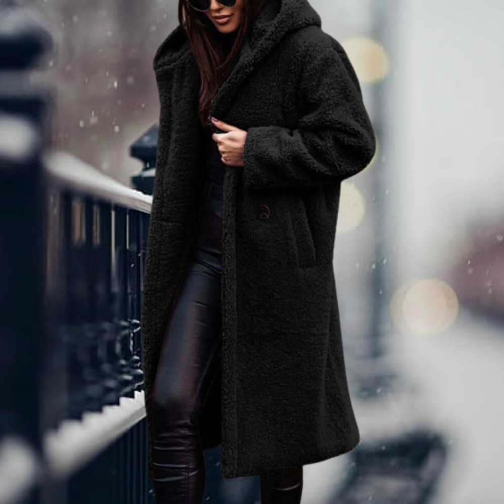 Lange winterjas met capuchon voor dames