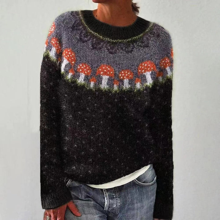 Button Mushroom Jumper – Drapey Fit Perfect voor Weekendcomfort en Laid-Back Chic Looks