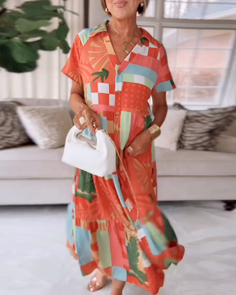 Casual jurk met print en korte mouwen