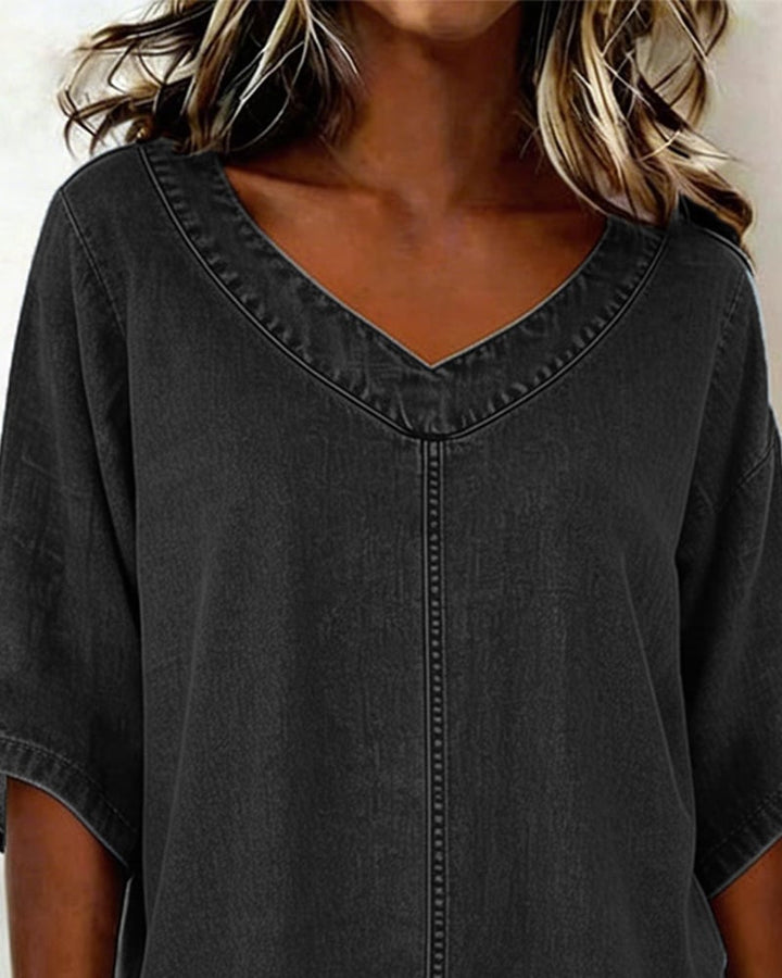 Casual gestreepte top met V-hals