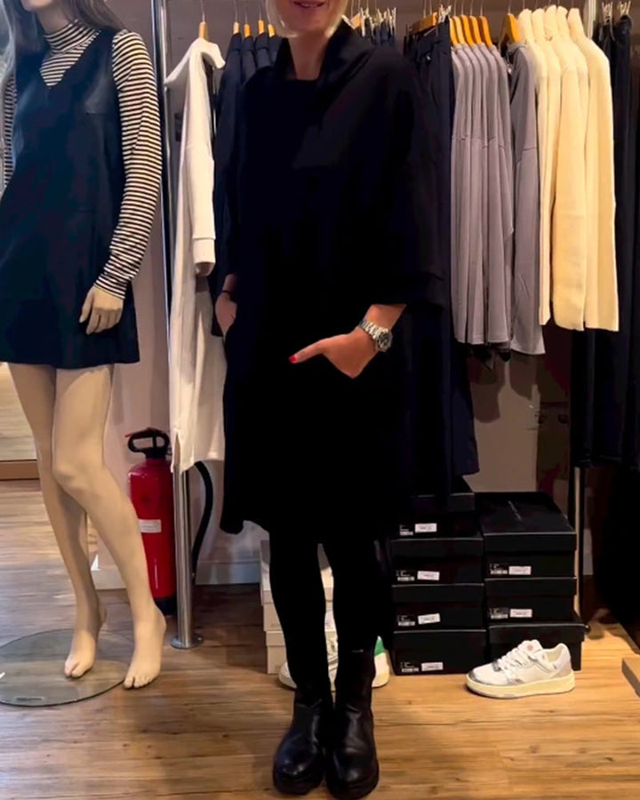 Jurk met cowlneck in effen kleur