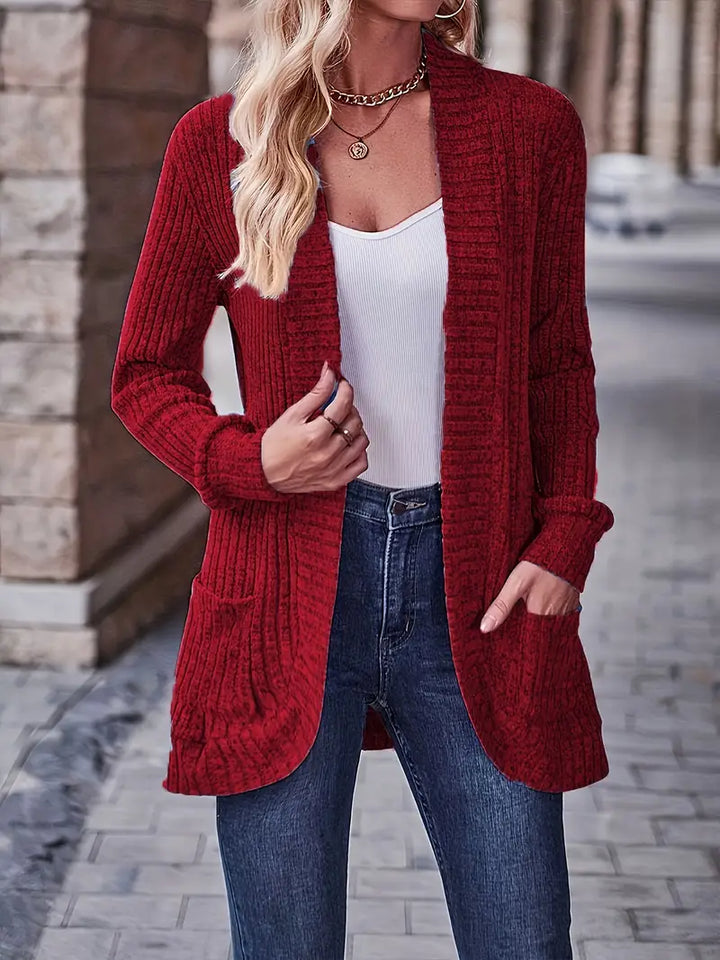 Chic Casual Geribbelde Top met Lange Mouwen
