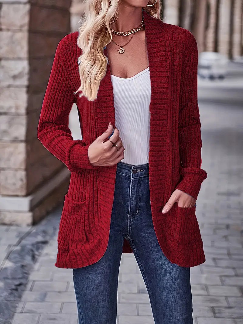 Chic Casual Geribbelde Top met Lange Mouwen
