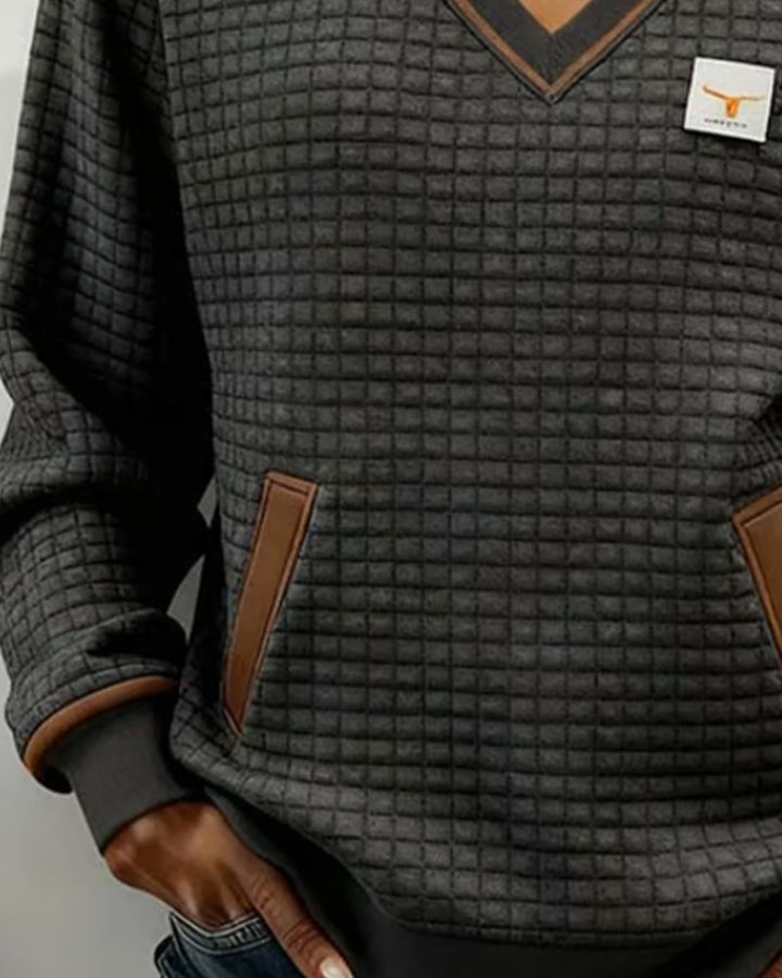 Casual V-hals sweatshirt met lange mouwen