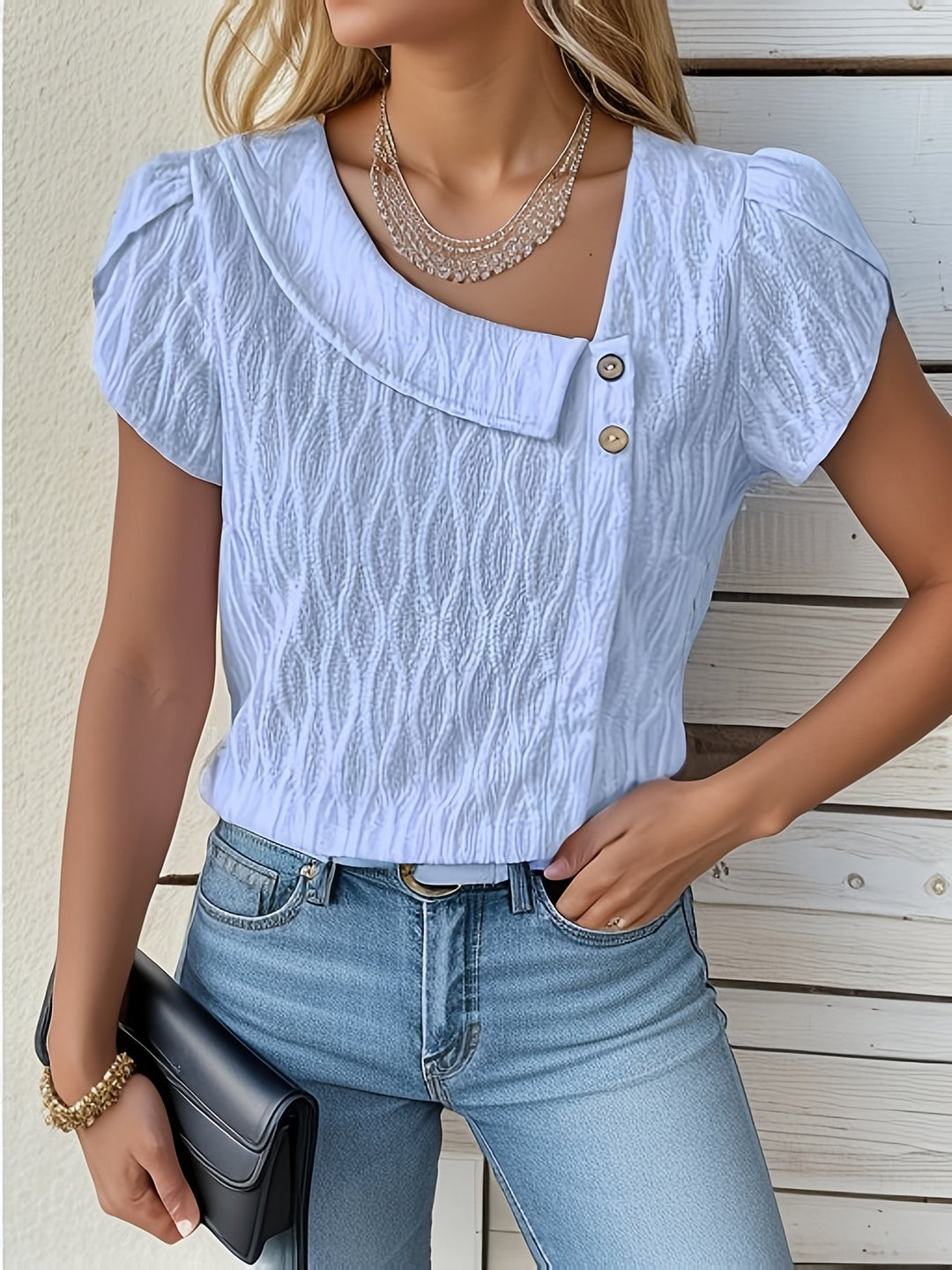 Asymmetrische top met één Petal Sleeve
