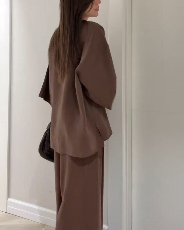 Comfortabele V-hals Casual Tweedelige Set