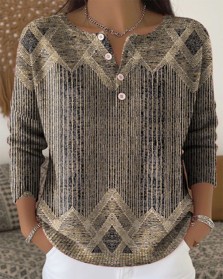 Elegante Retro Sweater met Knoopsluiting