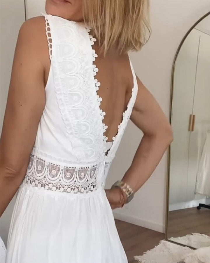 Elegante kanten jurk met V-hals