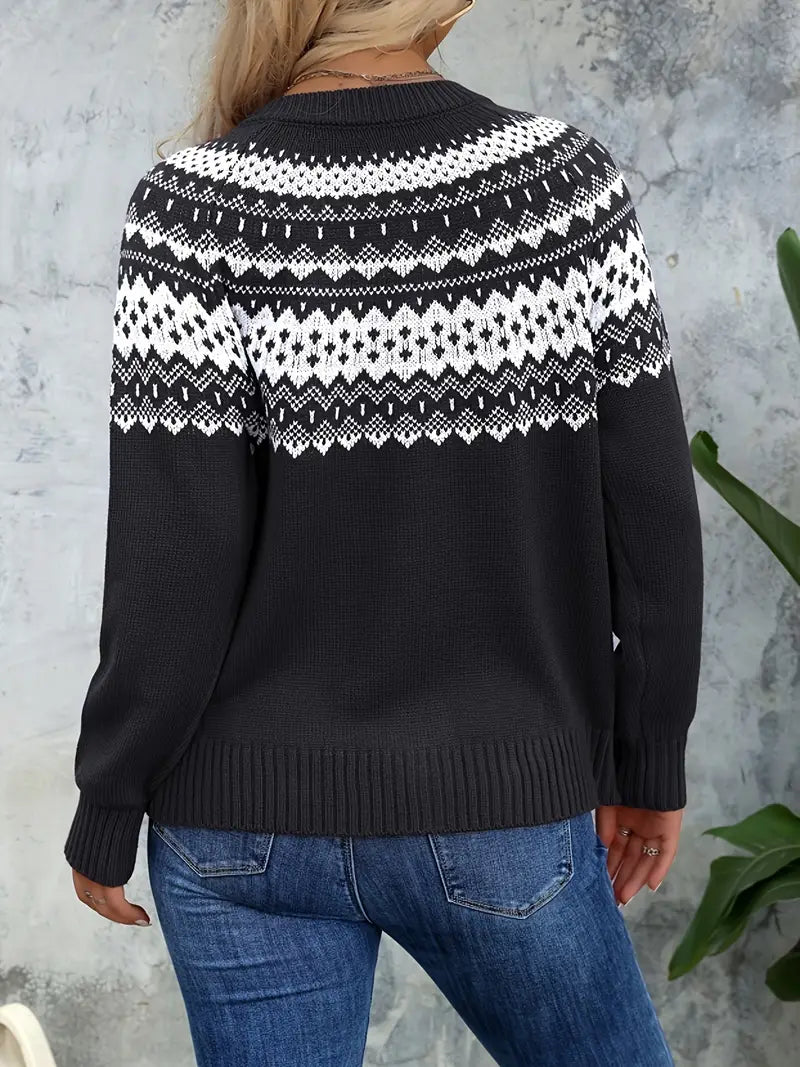 Dames Acrylic Knit Cardigan met geometrisch patroon