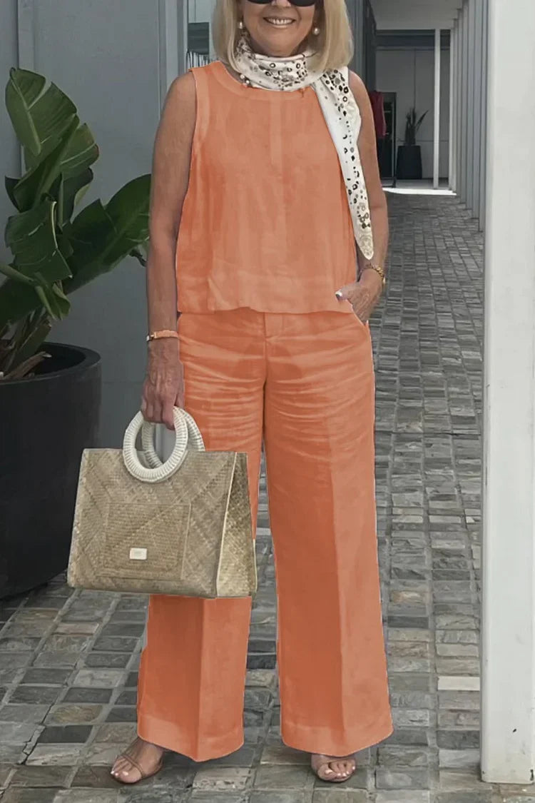 Elegante mouwloze tweedelige set