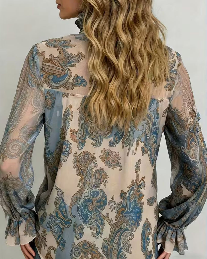 Boheemse blouse met Cashew Flower print