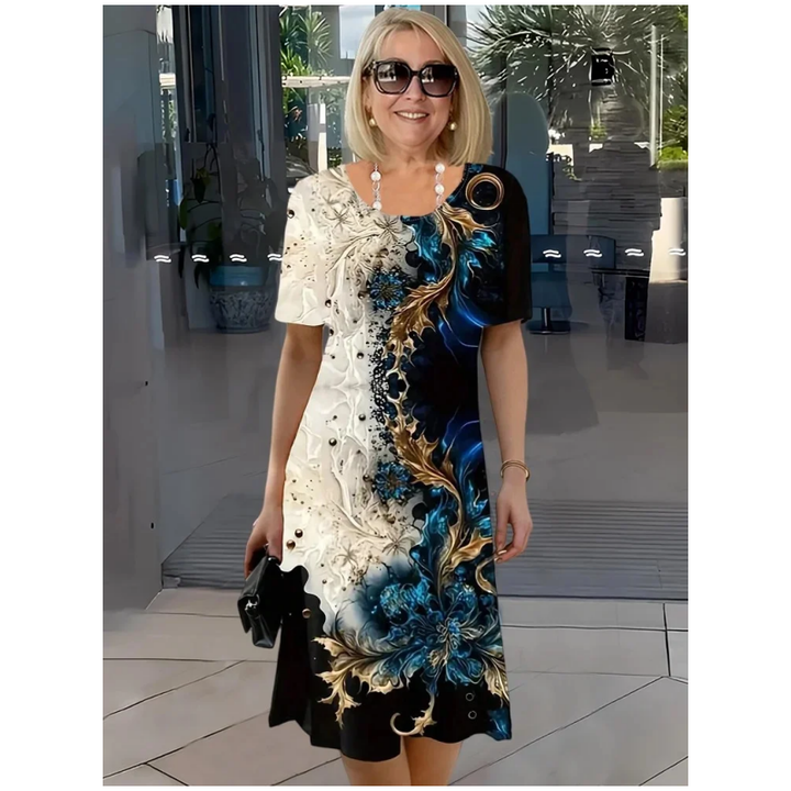 Casual Loose Dress met 3D-bloemen
