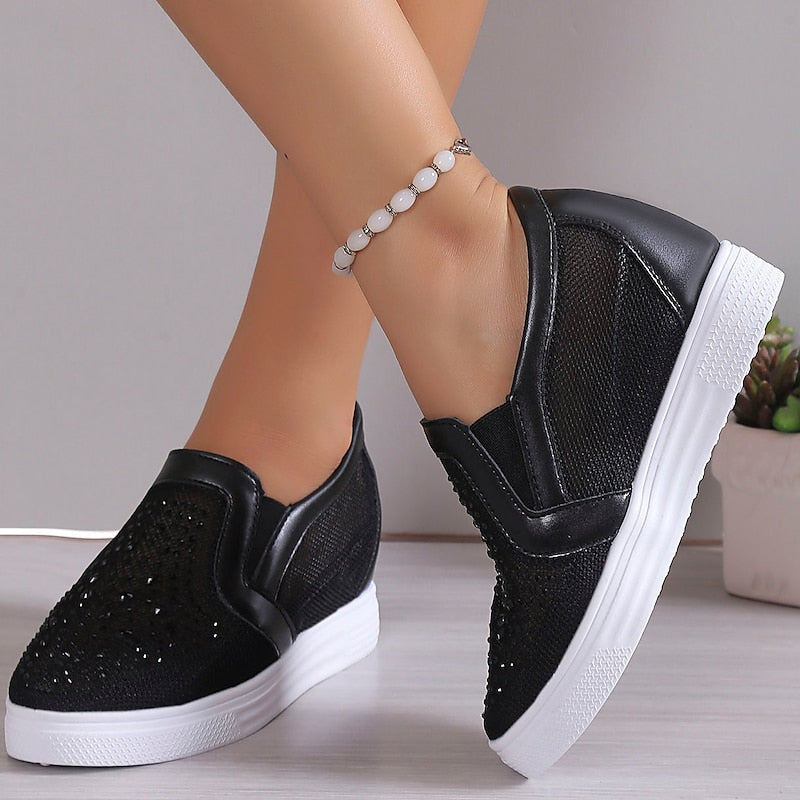 Dames Sneakers Met Witte Kristallen