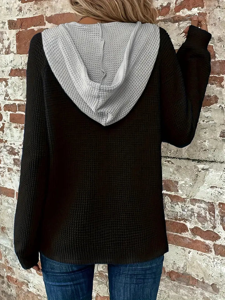 Long Sleeve Hoodie met Knoopsluiting en Trekkoord