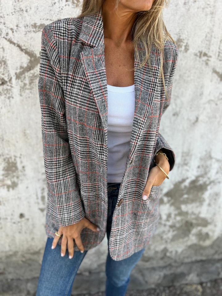 Casual Geruite Blazer met Revers
