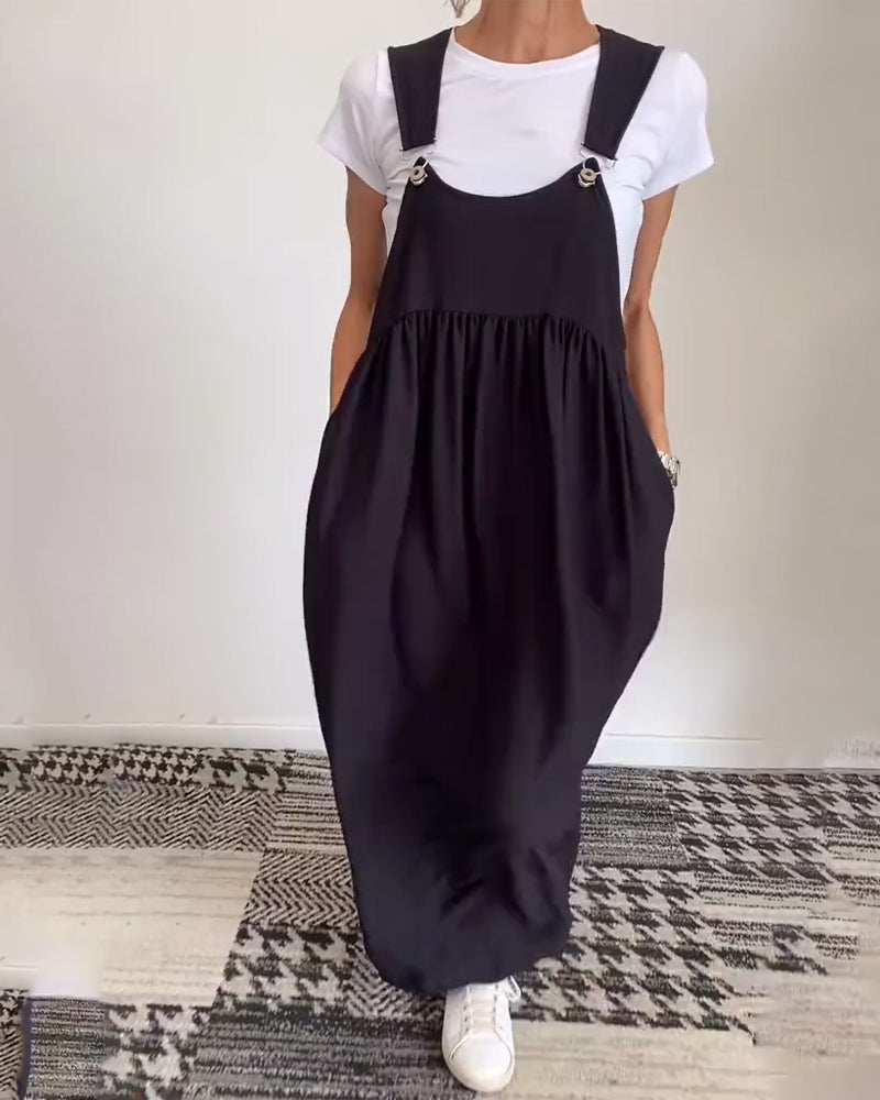 Casual Jurk in Effen Kleur met Bandjes