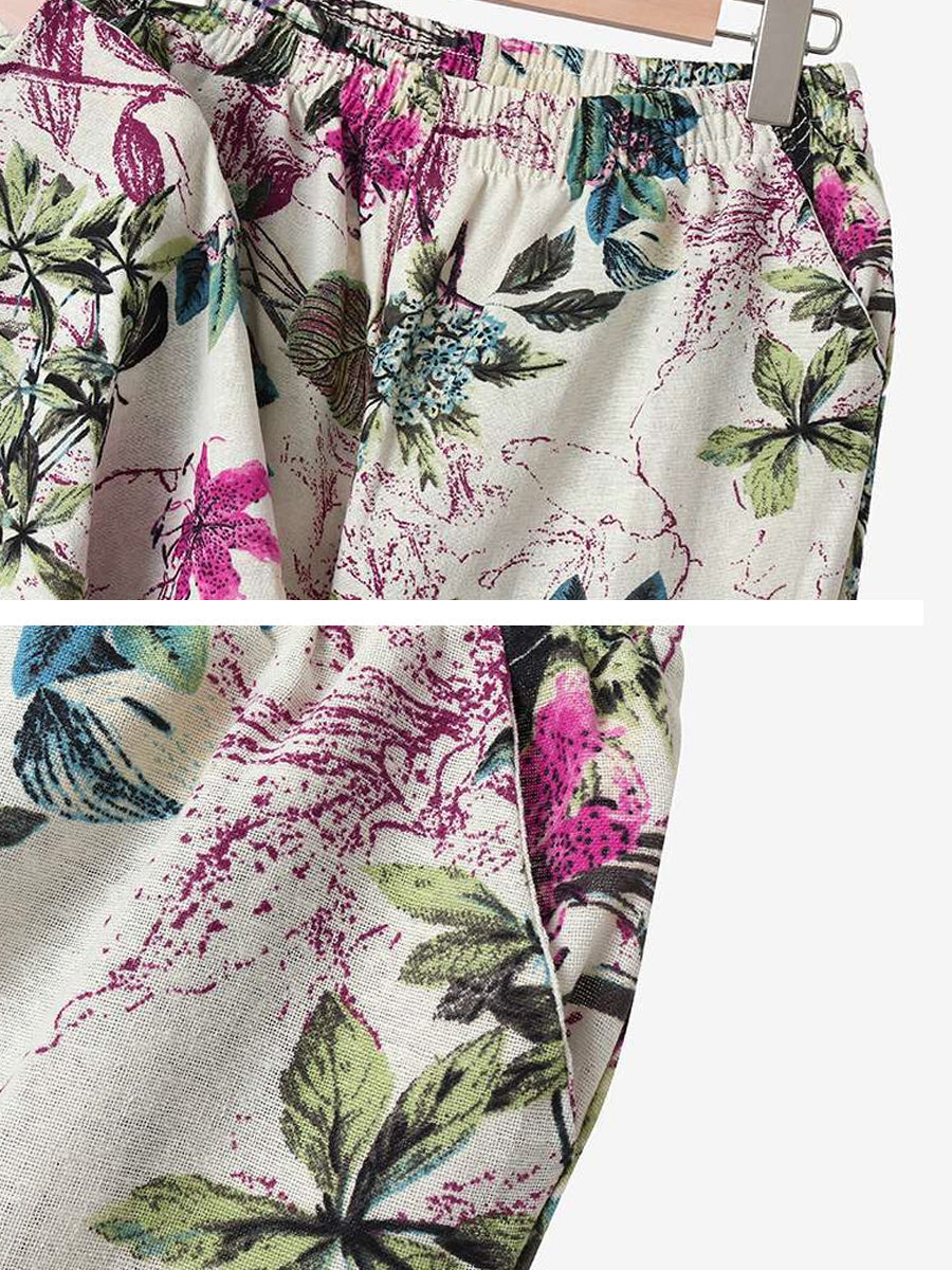 Tweedelig set met bloemenprint en ronde hals