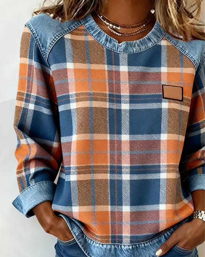 Ruitjes Patchwork Fashion Sweatshirt