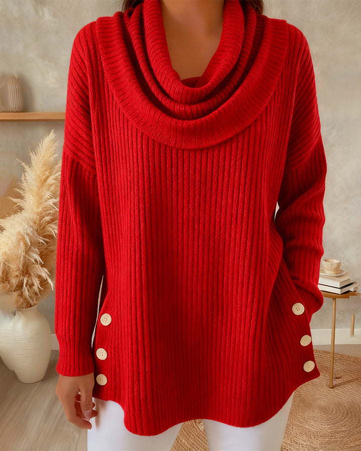Button-Down Trui met Drapeerhals