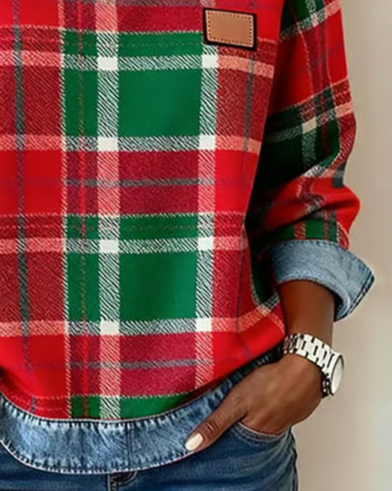 Ruitjes Patchwork Fashion Sweatshirt