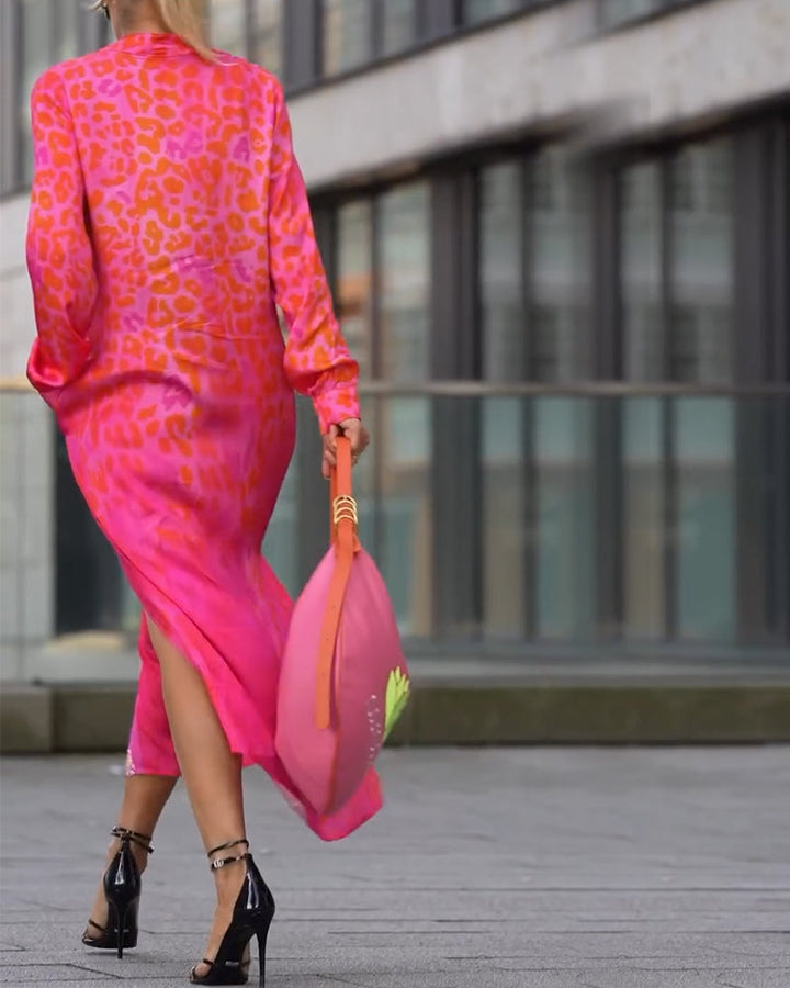 Jurk met luipaardprint en lange mouwen