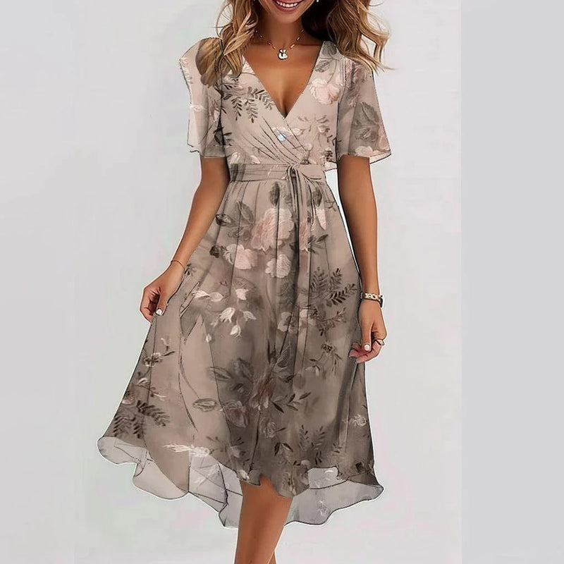 Losse pasvorm Boho-bloemen midi jurk