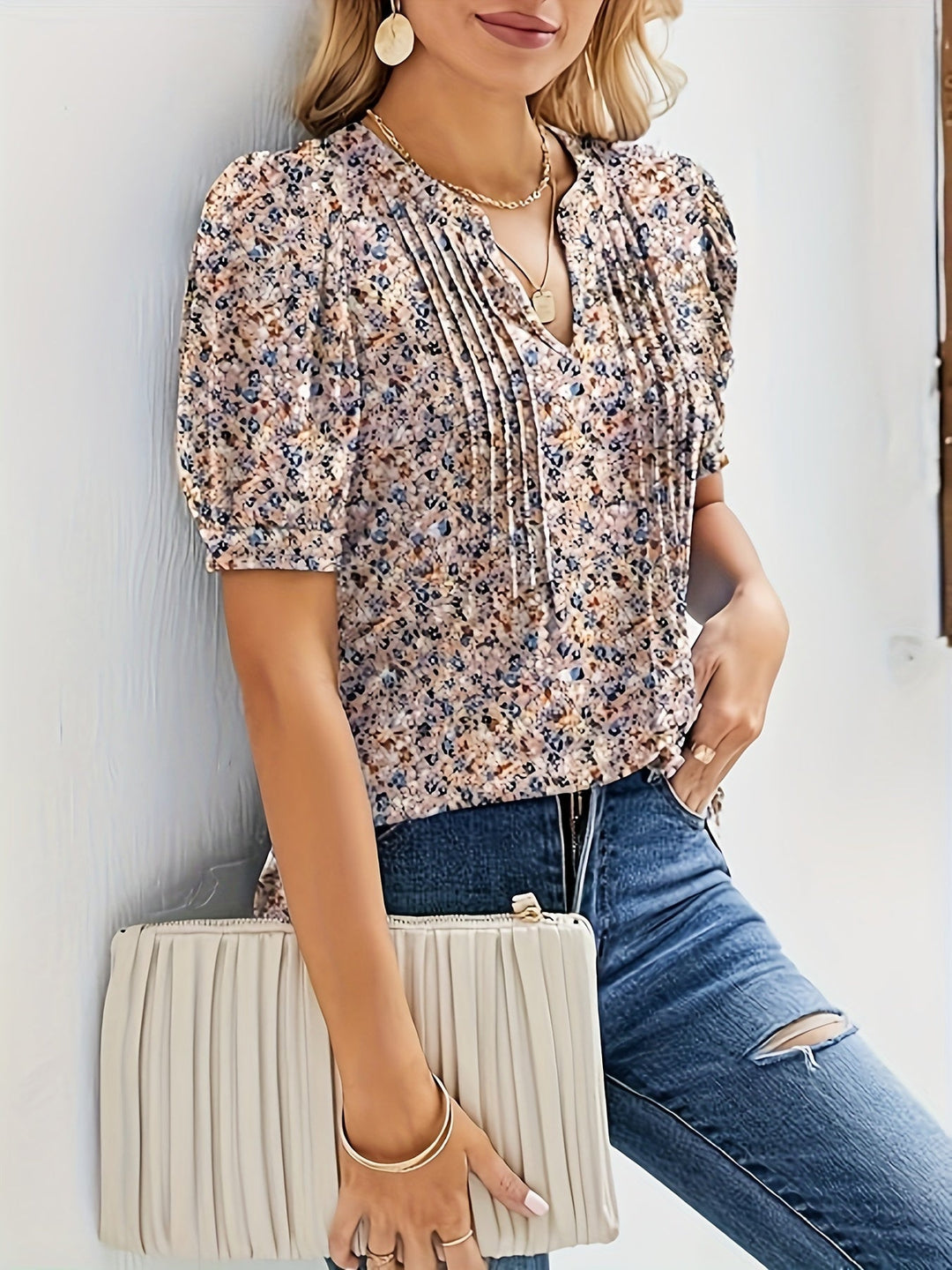 Ademende blouse met korte mouwen