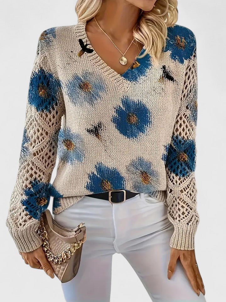 Elegante lichte sweater met bloemenprint