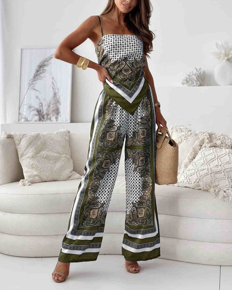 Trendy Lace-Up Vest Tweedelig Outfit