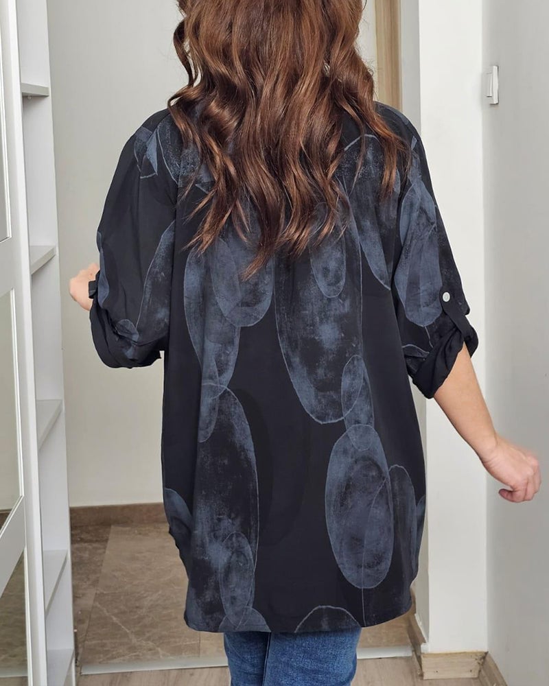 Geprinte blouse met knopen en zak
