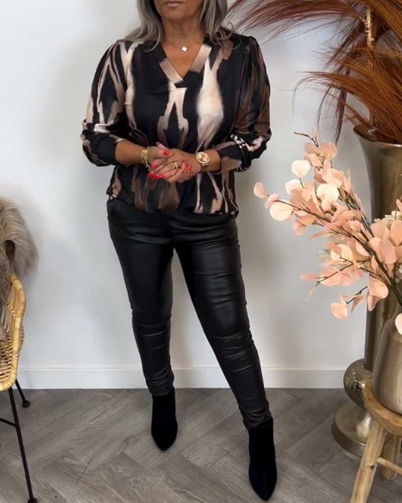 Blouse met contrasterende revers