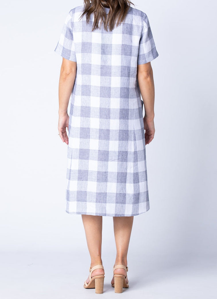 Floaty Check Jurk in Soft White stof