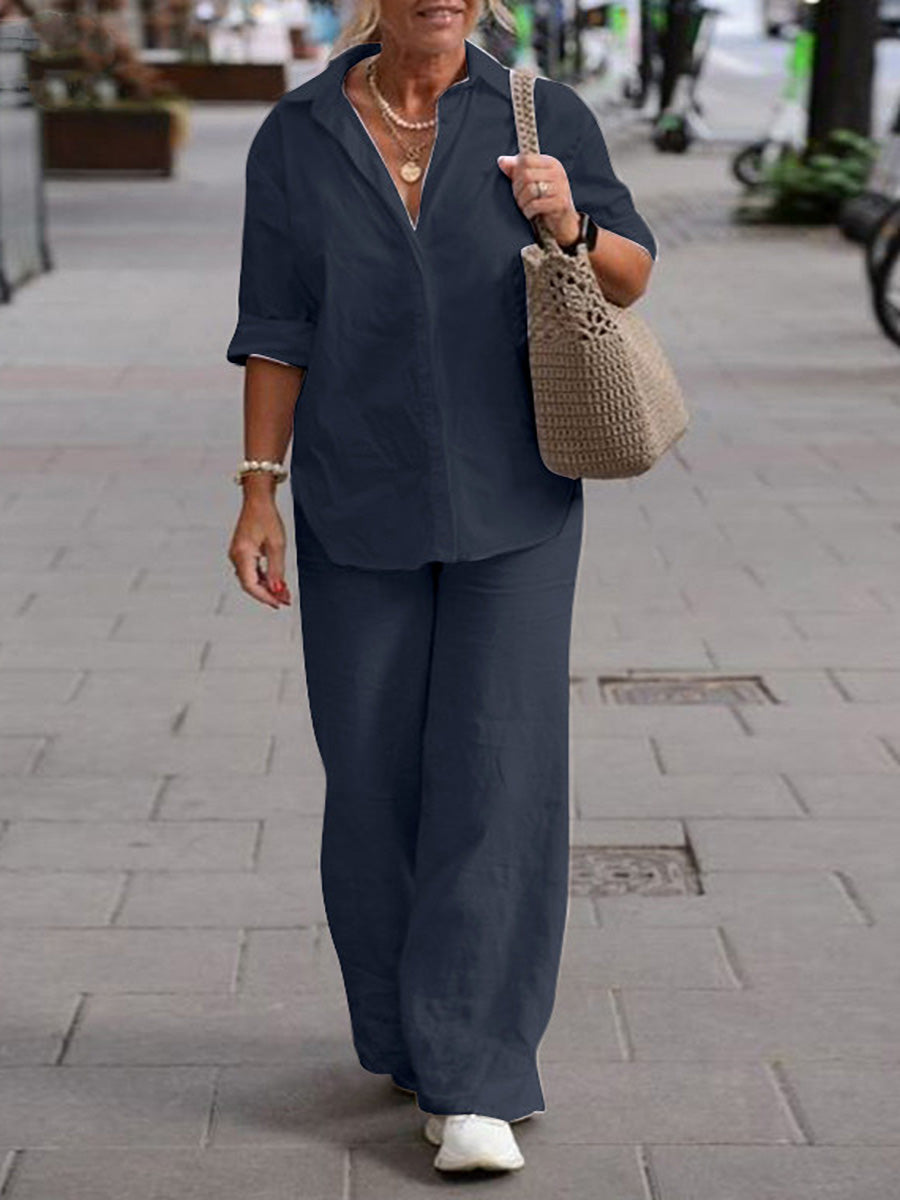 Tweedelige Set met Overhemd met Lange Mouwen & Pantalon