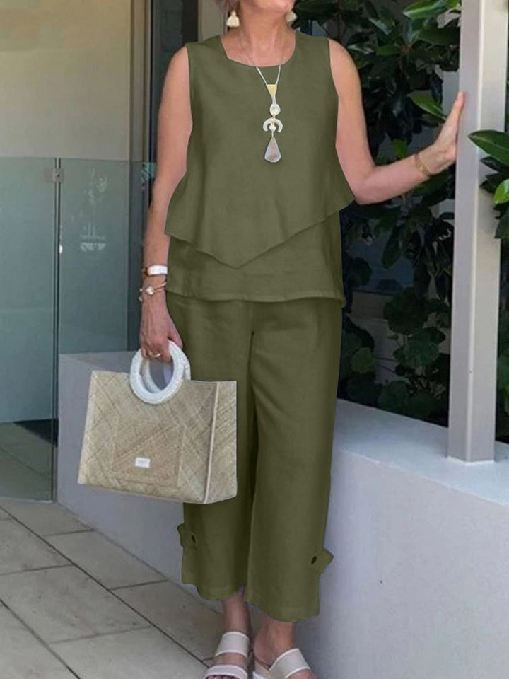Mouwloze Top Casual Broek Twee-delige set